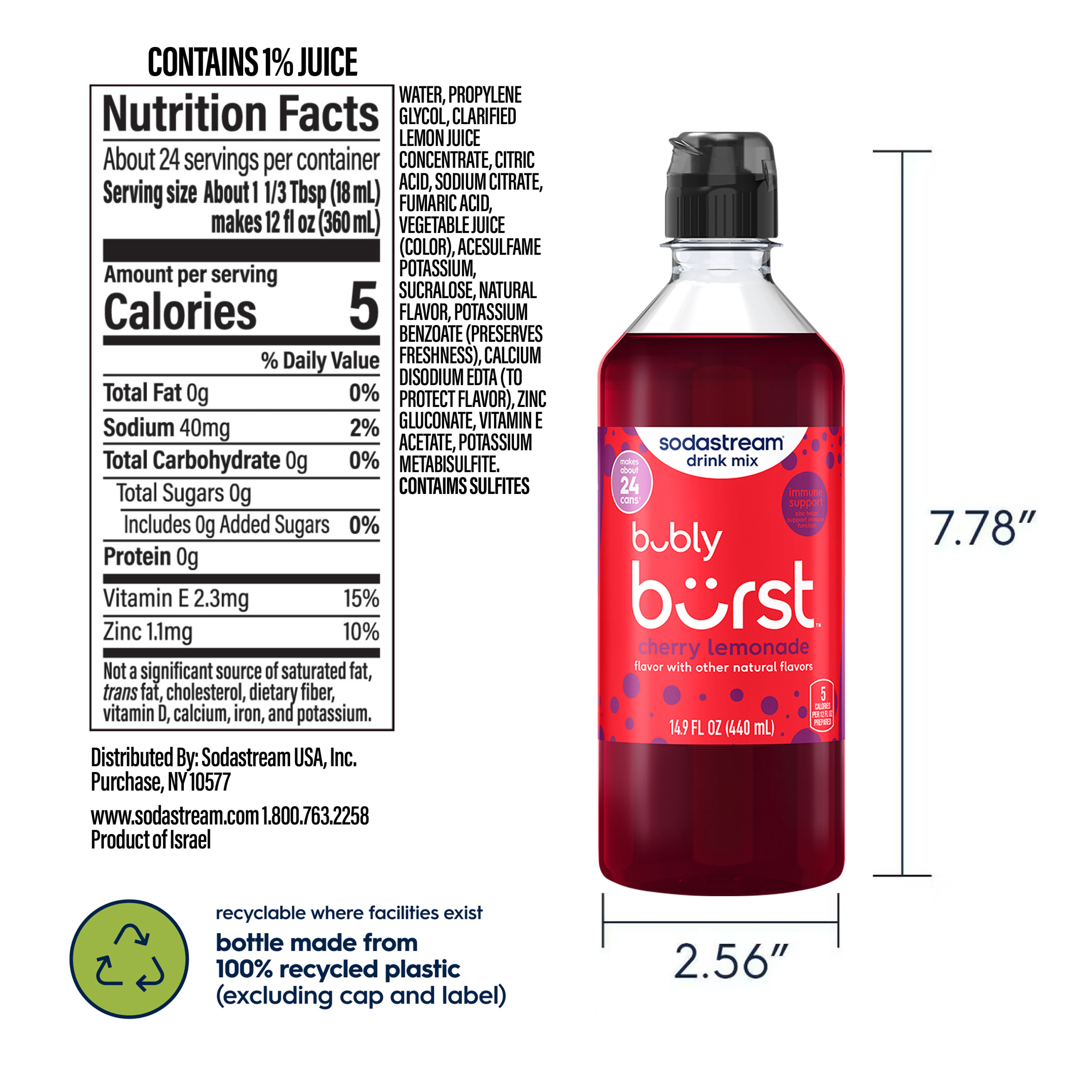 Sodastream bubly burst? Cherry Lemonade Drink Mix 440ml - Image 6