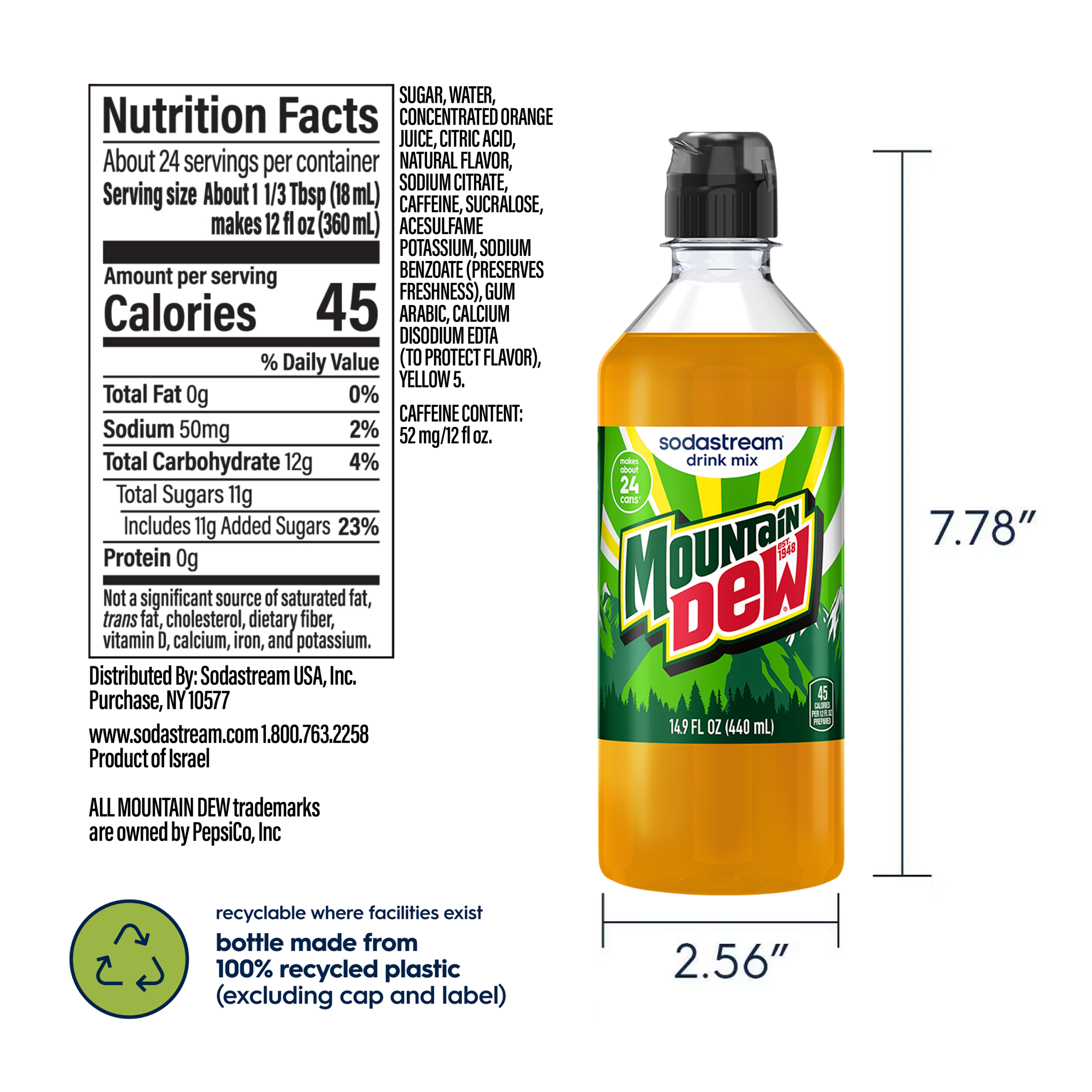 Sodastream MTN DEW Drink Mix 4 Pack 440ml - Image 6