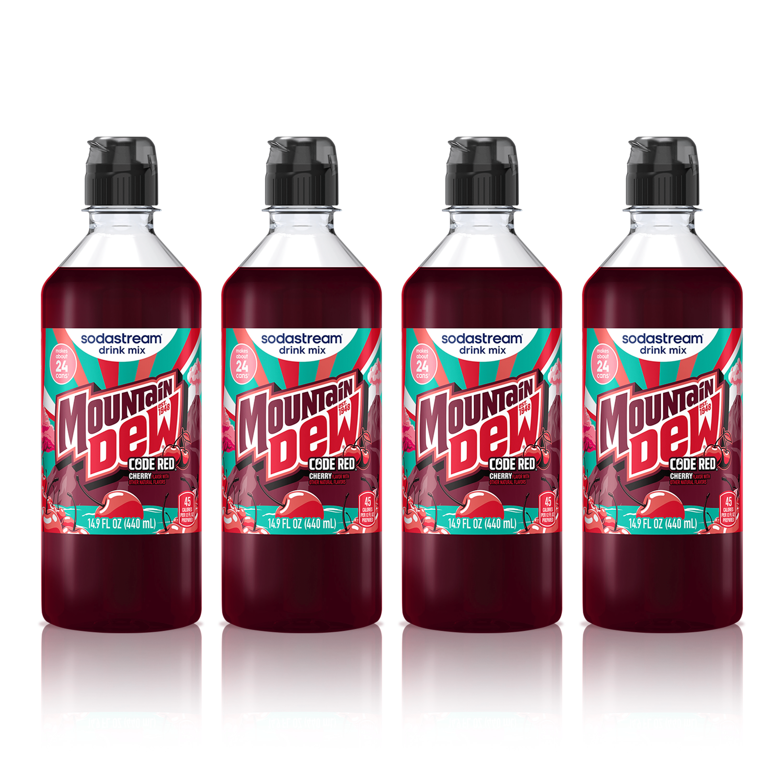 Sodastream MTN DEW Code Red Cherry Drink Mix 4 Pack 440ml
