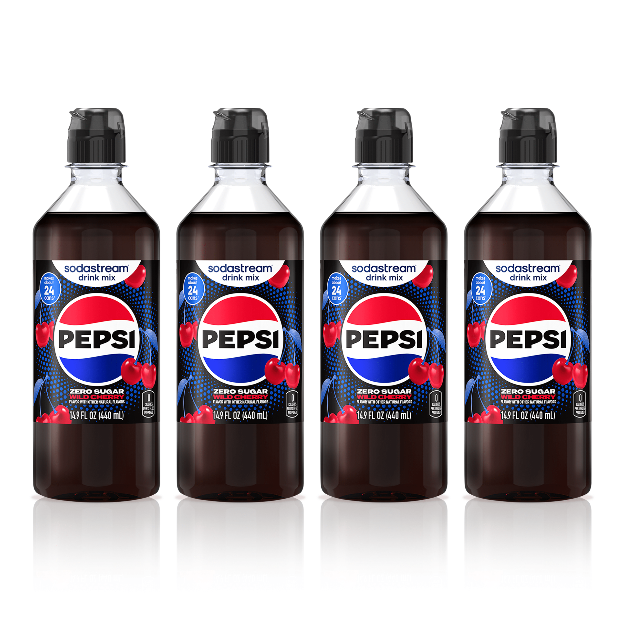 Sodastream Pepsi Wild Cherry Zero Sugar Drink Mix 4 Pack 440ml