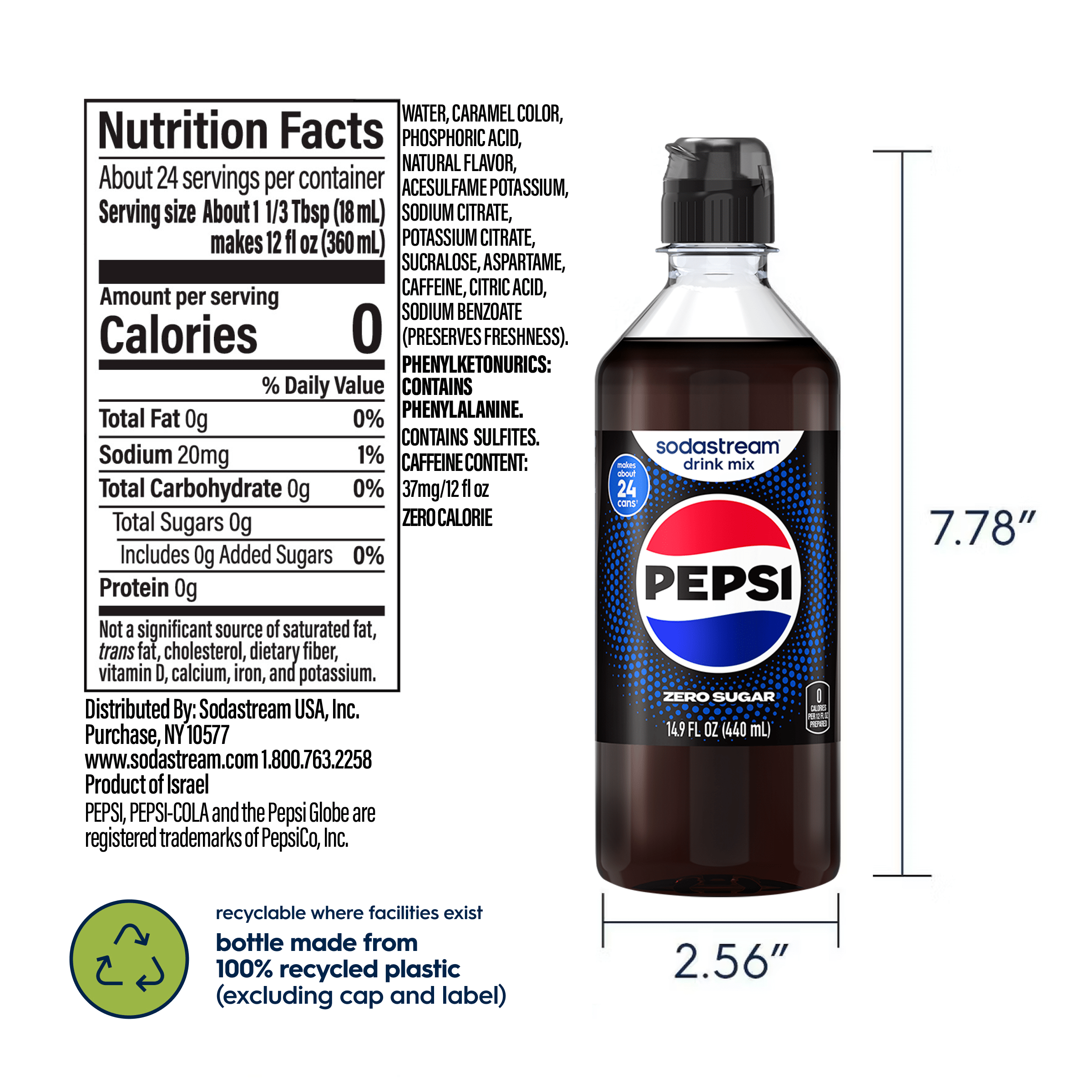 Sodastream Pepsi Zero Sugar Drink Mix 4 Pack 440ml - Image 6