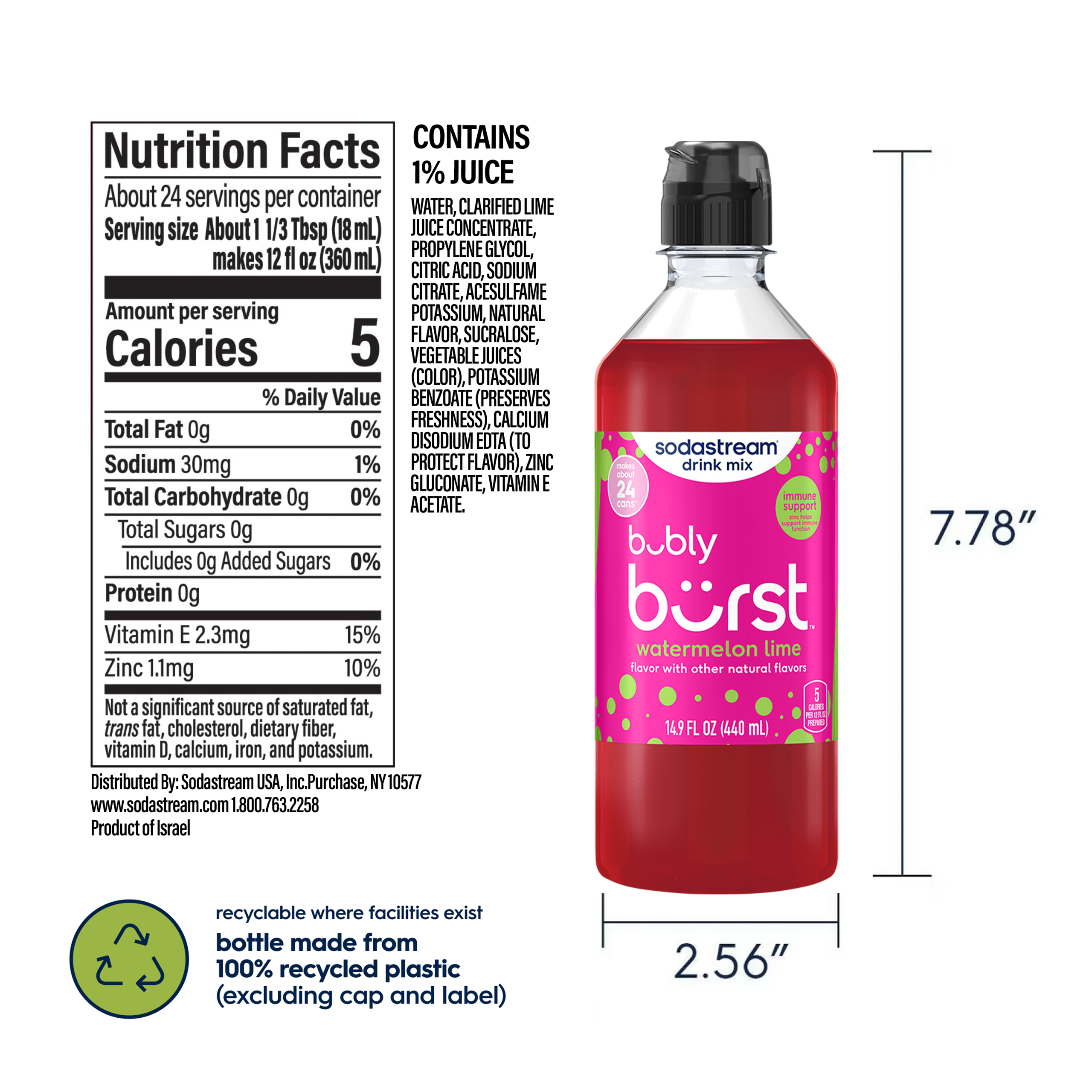 Sodastream bubly burst? Watermelon Lime Drink Mix 440ml - Image 6