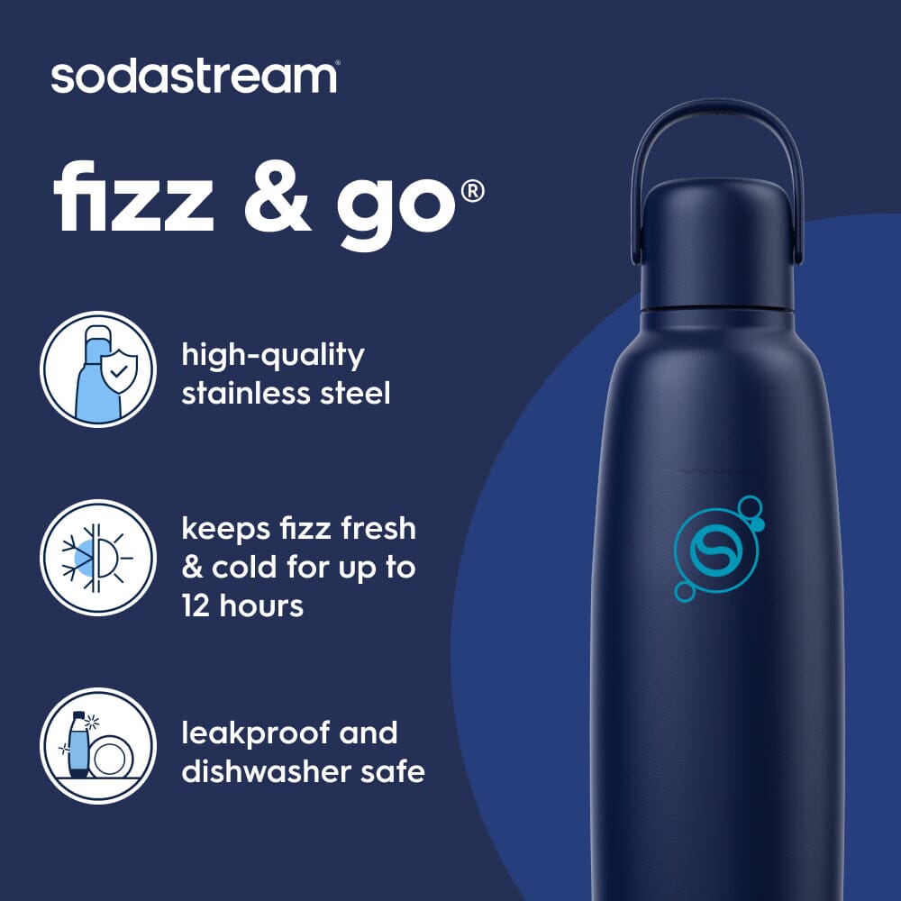 Sodastream Fizz & Go? Insulated Stainless Steel Carbonating Bottle Blueberry 30.4 oz - Image 3