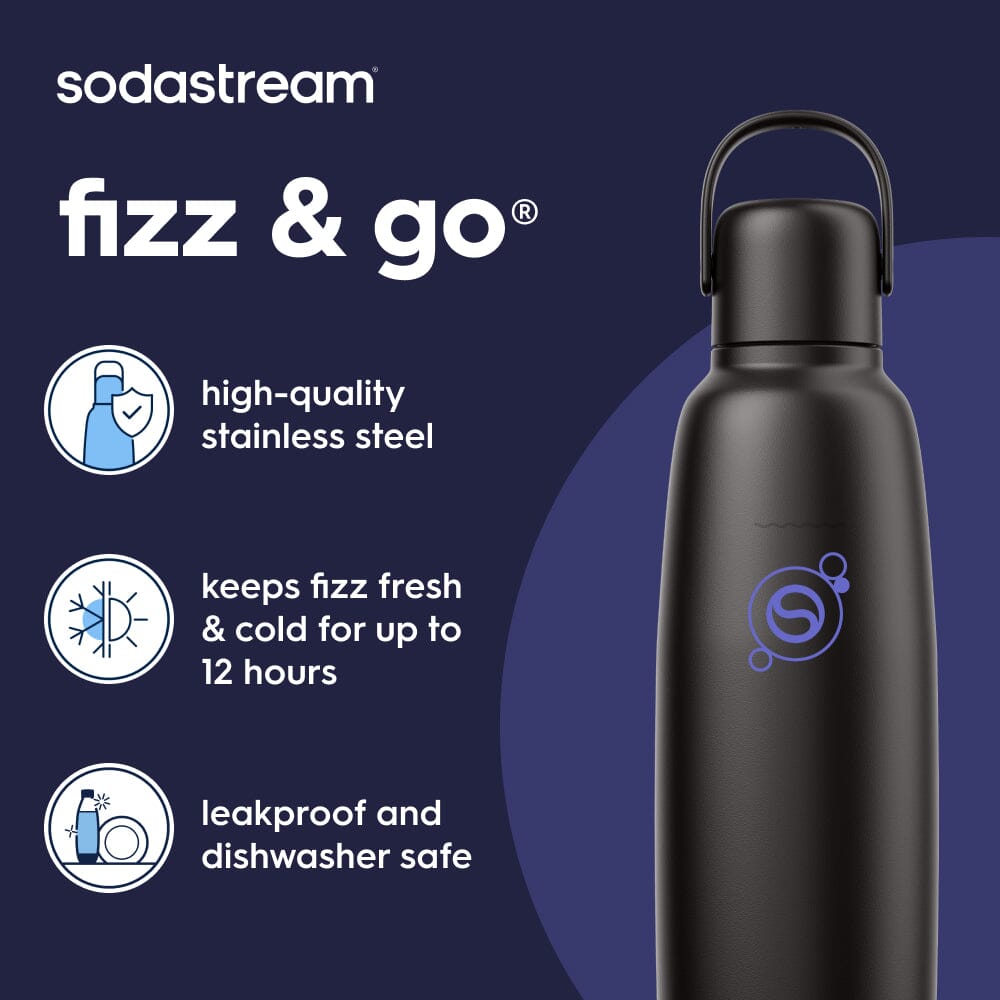 Sodastream Fizz & Go? Insulated Stainless Steel Carbonating Bottle Black 30.4 oz - Image 3